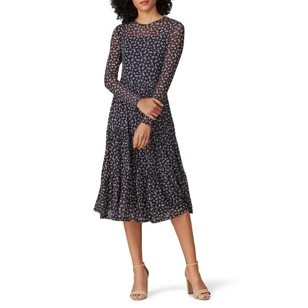 LOUNA Women's Floral Mesh Dress Size S In Black
